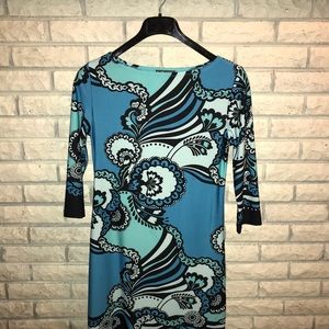 Sweet blue,teal and black floral dress